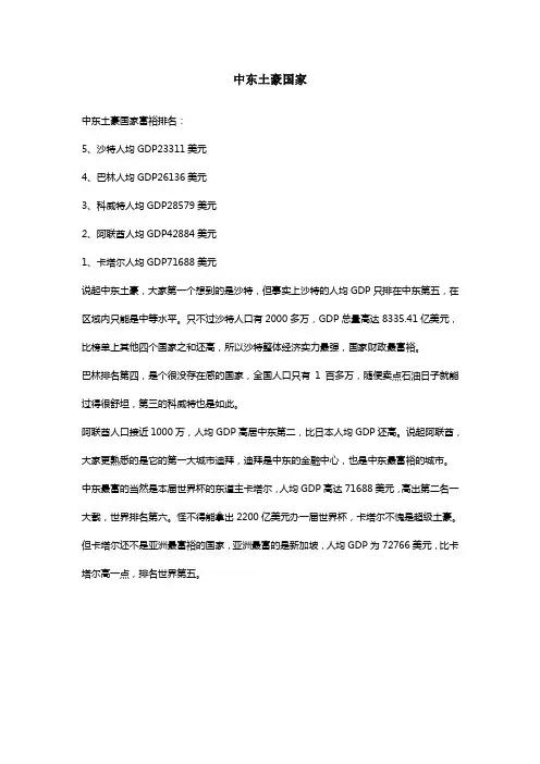 中东土豪国家
