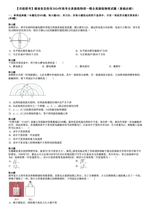 【市级联考】湖南省岳阳市2024年高考全真演练物理一模全真演练物理试题(基础必刷)