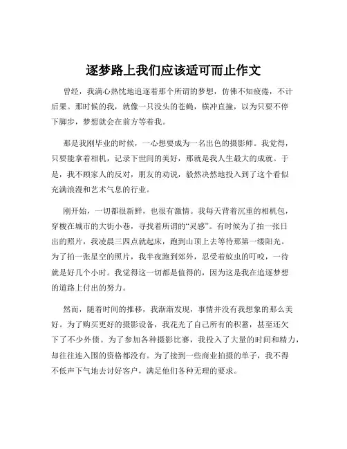 逐梦路上我们应该适可而止作文