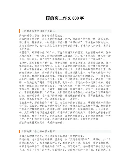 雨的高二作文800字