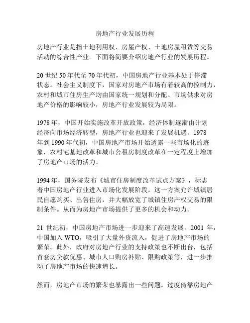 房地产行业发展历程