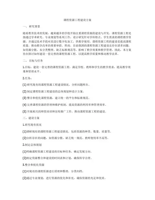 课程资源工程建设方案