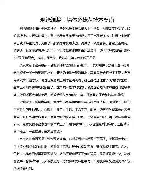 现浇混凝土墙体免抹灰技术要点