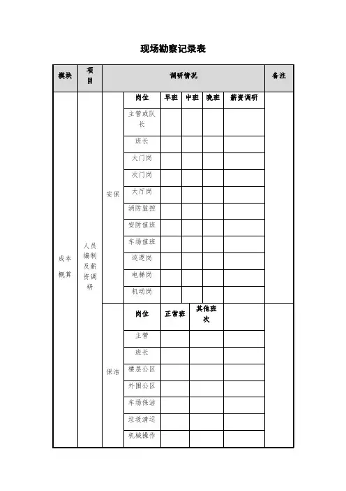物业现场勘查记录表