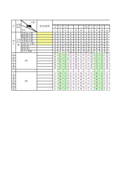 呼叫中心排班表模板