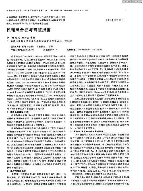 代谢综合征与肾脏损害