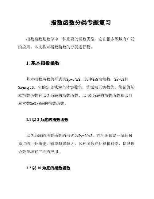 指数函数分类专题复习