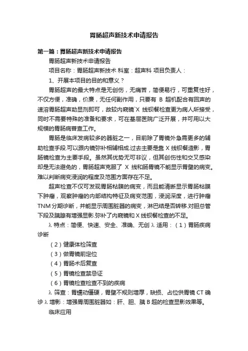 胃肠超声新技术申请报告