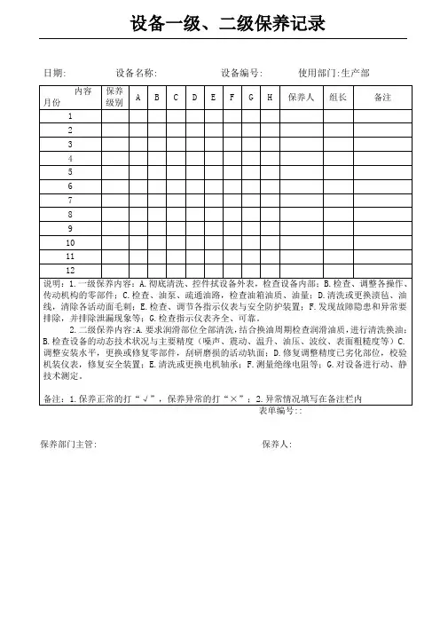 5.设备一级、二级保养记录