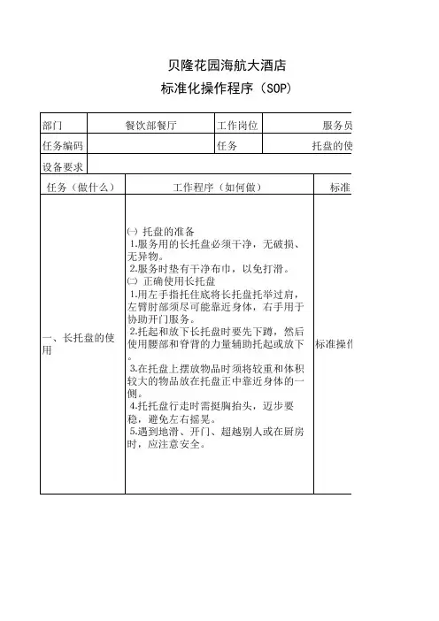 托盘使用标准化操作程序