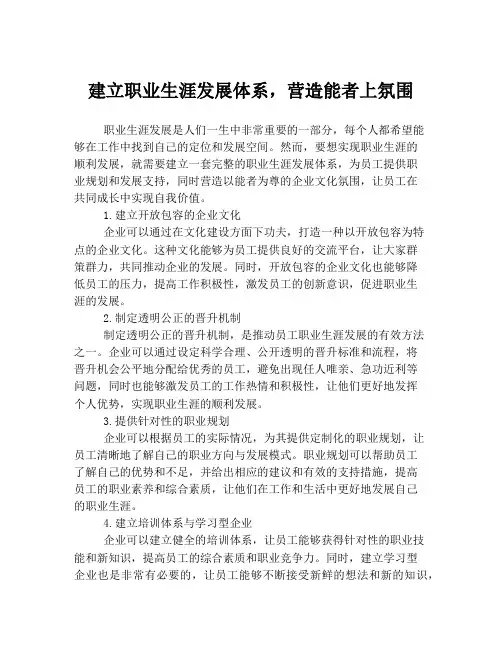 建立职业生涯发展体系,营造能者上氛围