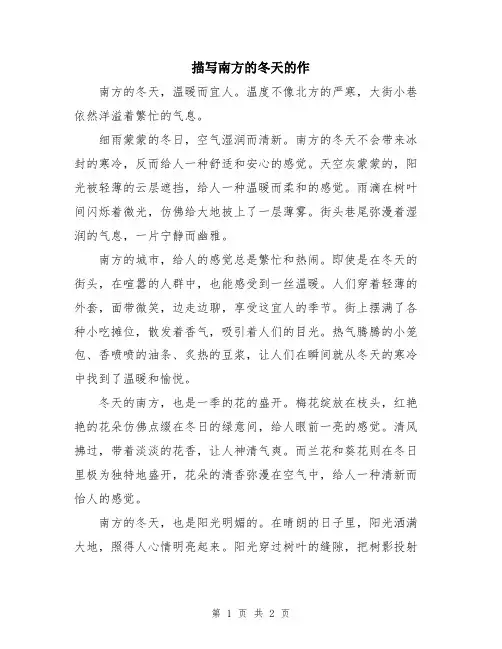 描写南方的冬天的作