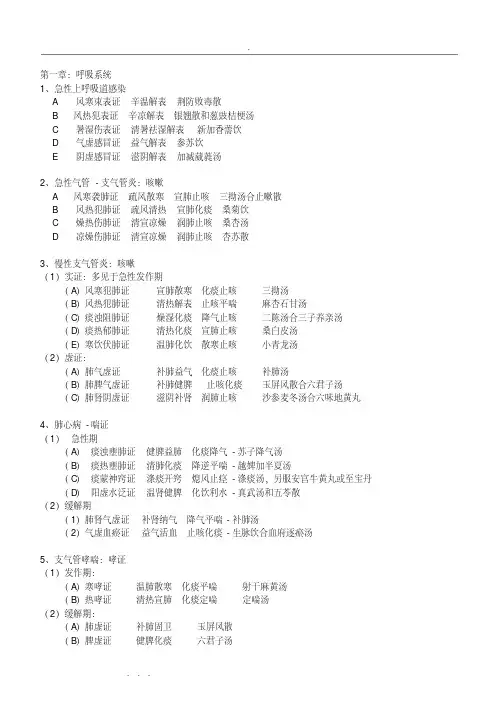 2016中西医结合执业医师实践技能_方证对应