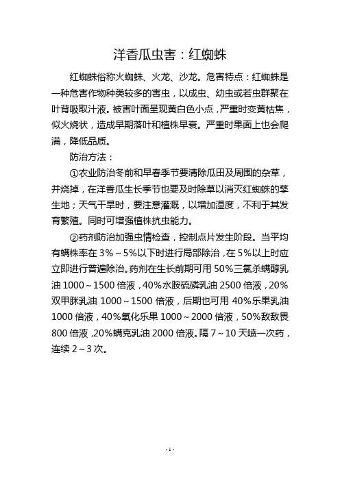 洋香瓜虫害：红蜘蛛