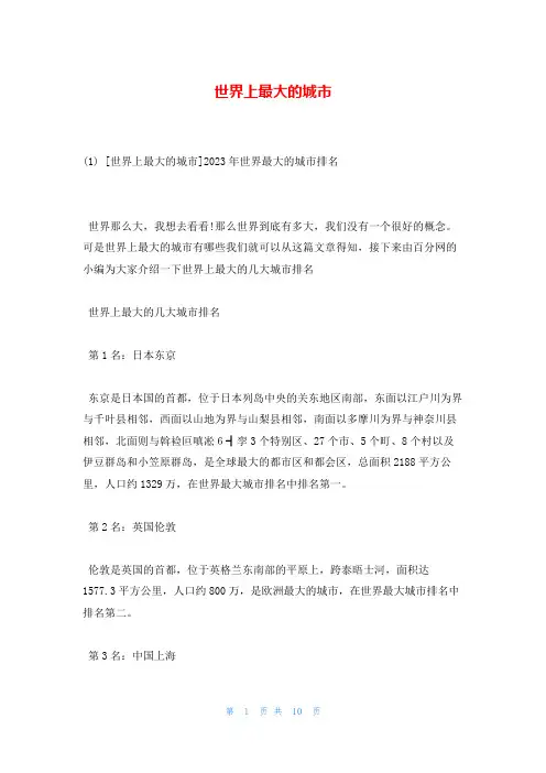 世界上最大的城市