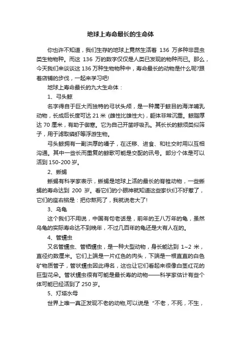 地球上寿命最长的生命体