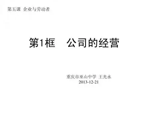 第五课 第一框 公司的经营