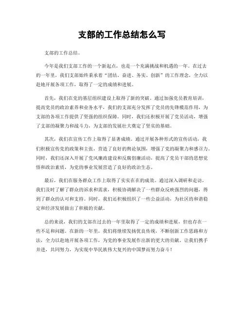 支部的工作总结怎么写
