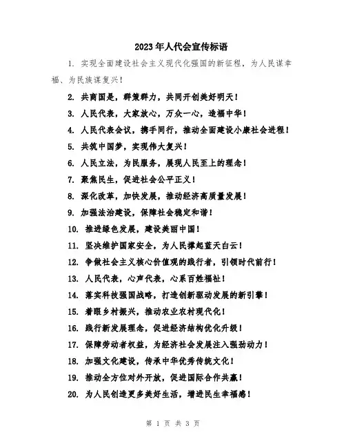 2023年人代会宣传标语