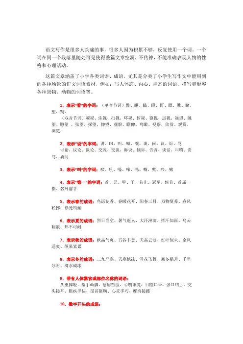 小升初 词语归类