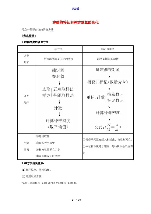 版高考生物一轮复习 第4章 种群和群落 1 种群的特征和种群数量的变化教案 新人教版必修3-新人教版