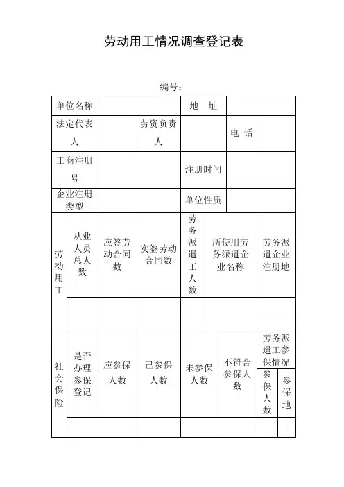 劳动用工情况调查登记表