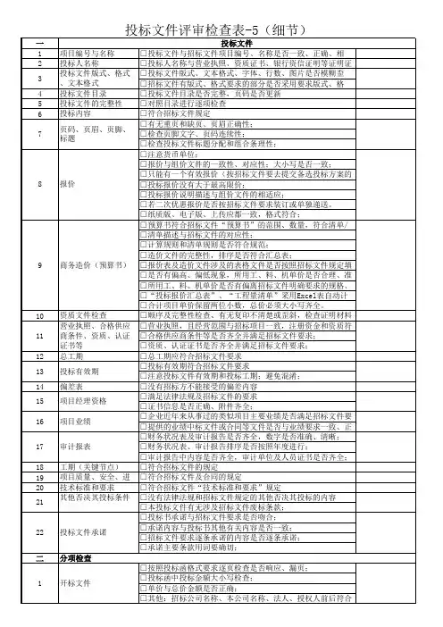 招投标检查表