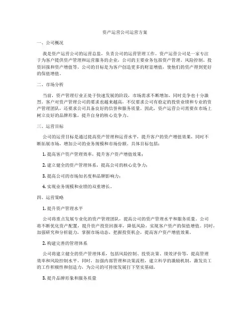资产运营公司运营方案