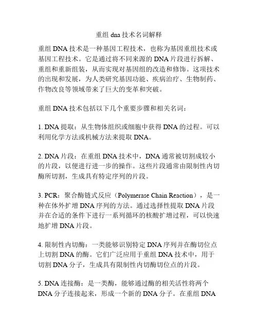 重组dna技术名词解释