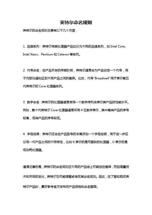 英特尔命名规则