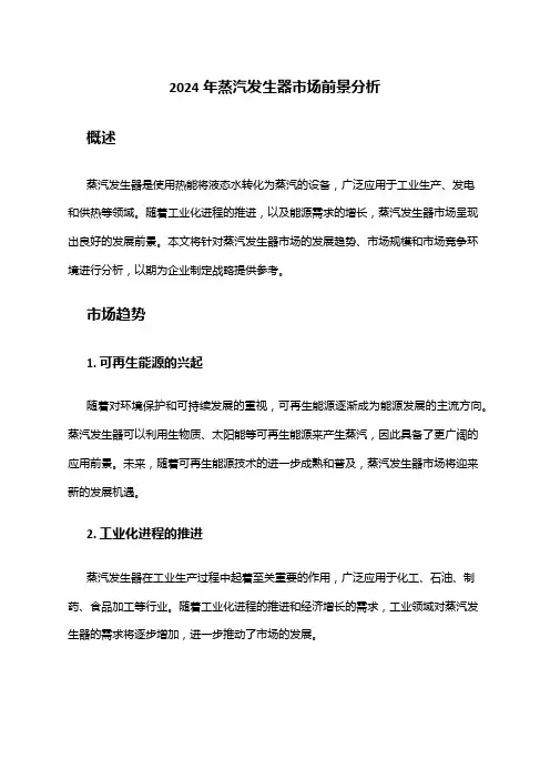 2024年蒸汽发生器市场前景分析