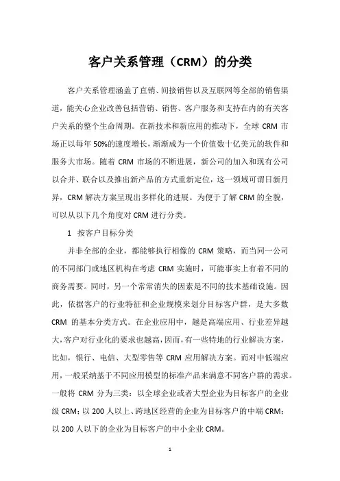 客户关系管理(CRM)的分类