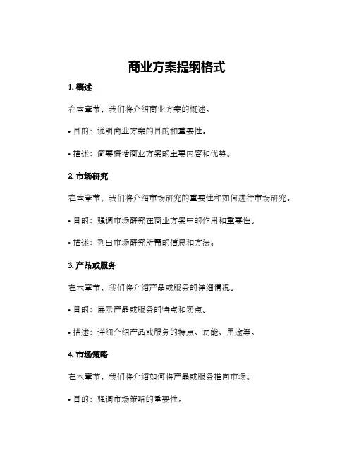 商业方案提纲格式