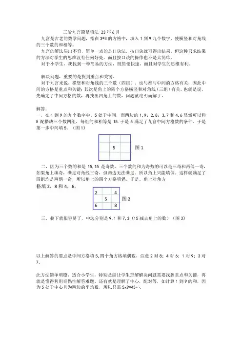 九宫简易填法