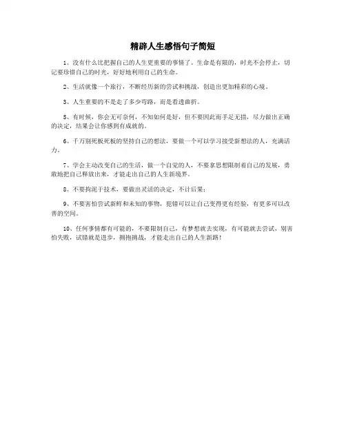 精辟人生感悟句子简短