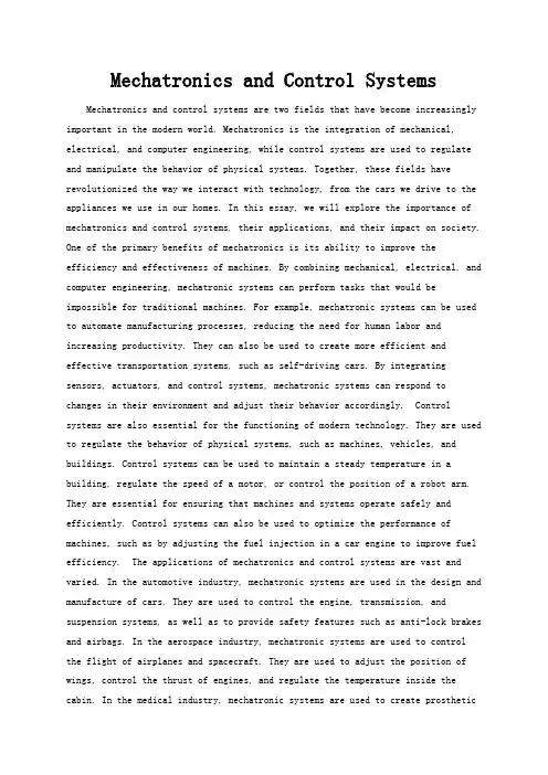 Mechatronics and Control Systems