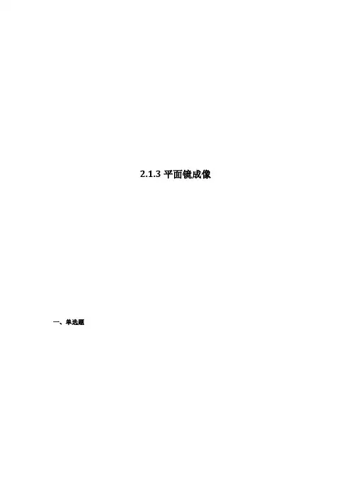 2022-2023学年上海八年级上学期物理同步训练2-1-3平面镜成像带讲解