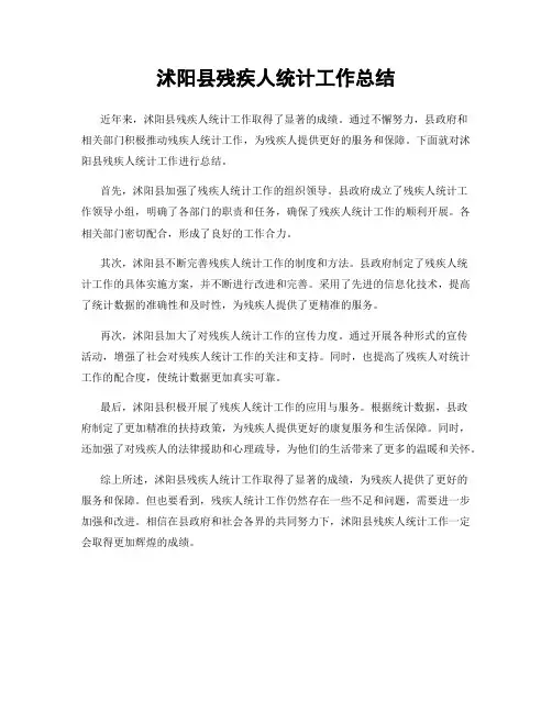 沭阳县残疾人统计工作总结