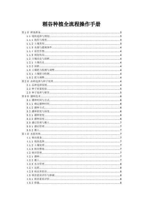 稻谷种植全流程操作手册