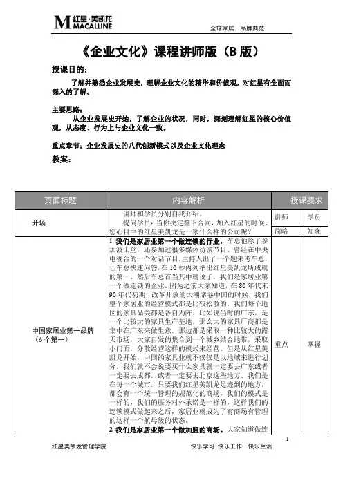 红星美凯龙企业文化教案B版(新员工入职培训)