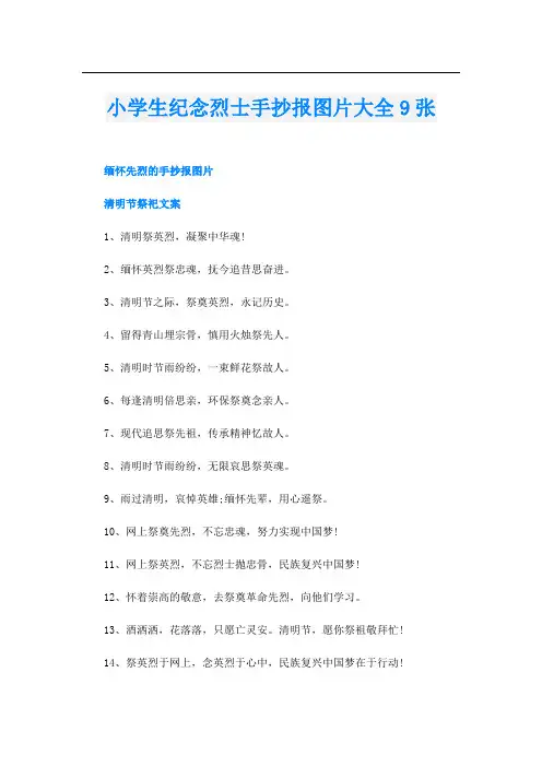 小学生纪念烈士手抄报图片大全9张