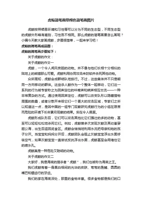 虎鲸简笔画带颜色简笔画图片