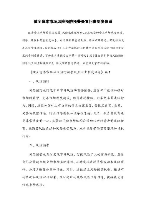 健全资本市场风险预防预警处置问责制度体系