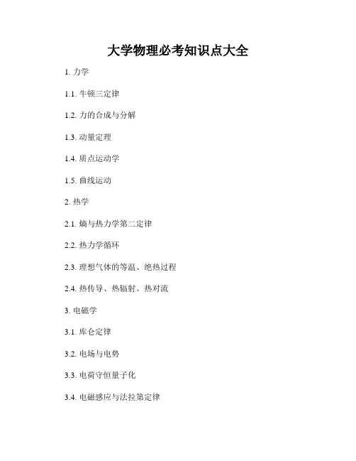 大学物理必考知识点大全