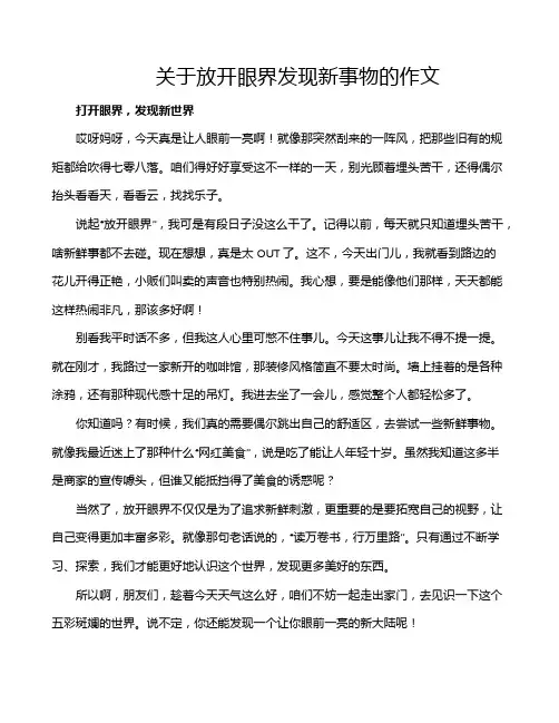 关于放开眼界发现新事物的作文