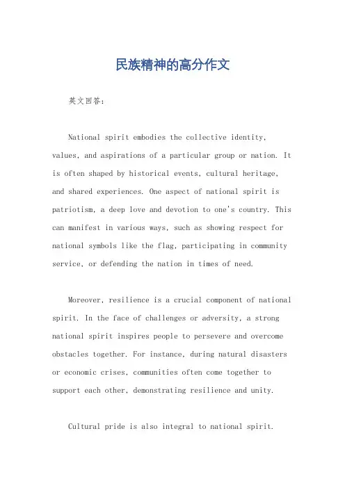 民族精神的高分作文