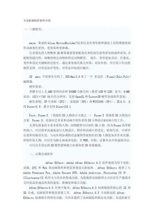 专业影视制作软件介绍