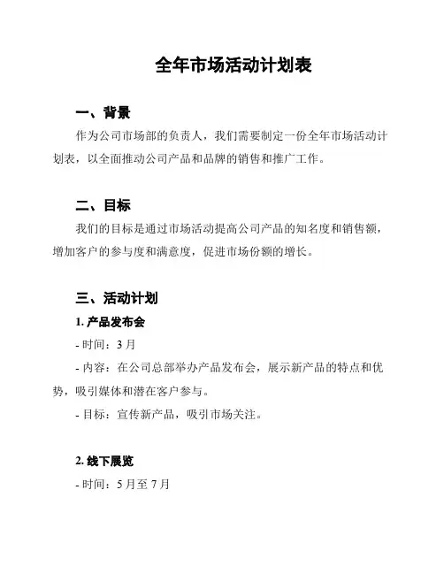 全年市场活动计划表