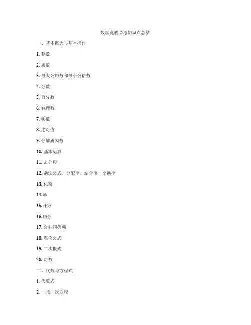 数学竞赛必考知识点总结