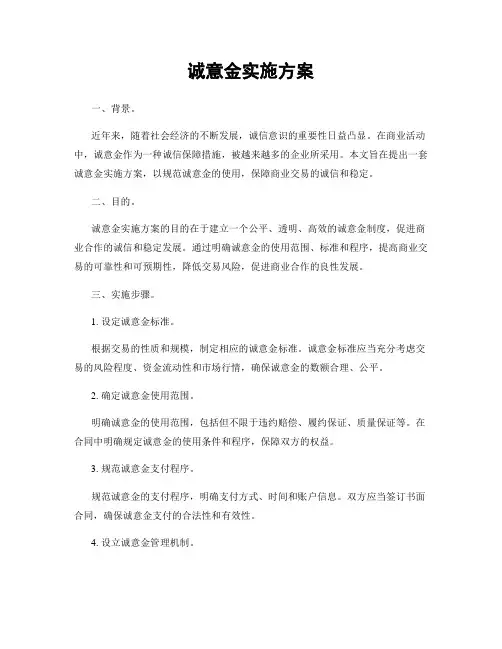 诚意金实施方案